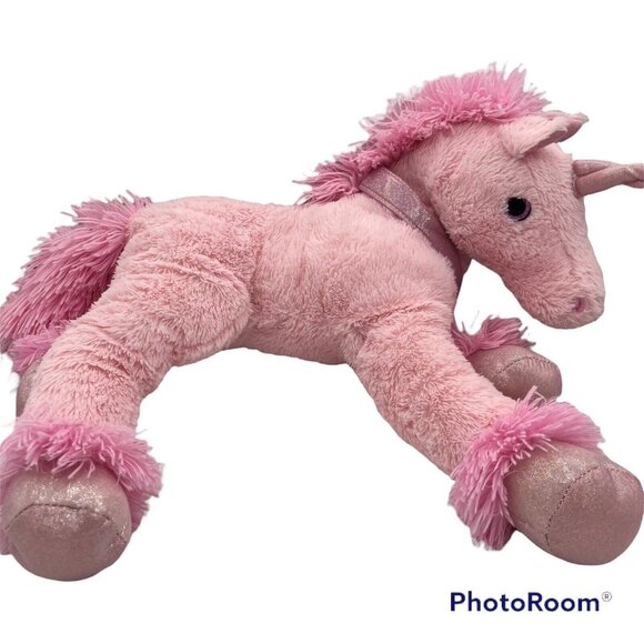 Dan Dee Pink Plush Unicorn Stuffed Animal 22" Heart Accents Sparkly Hooves 2016 - Picture 2 of 6